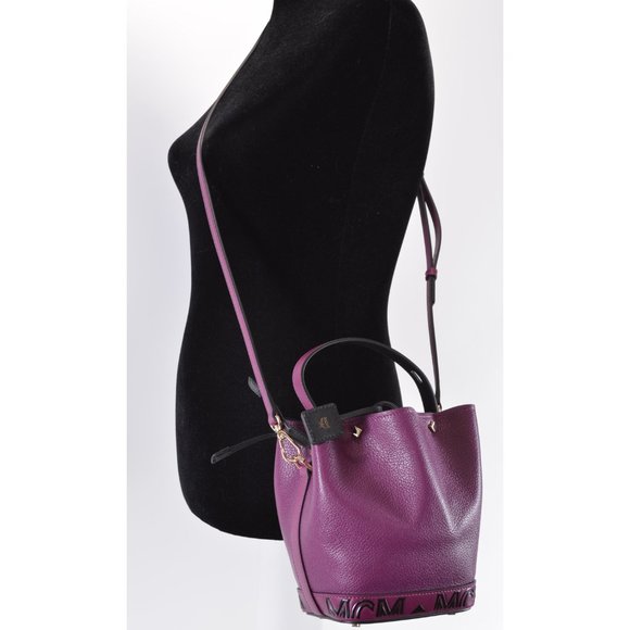 MCM Leather Contrast Logo Mini Crossbody Purse Bag - Picture 5 of 11